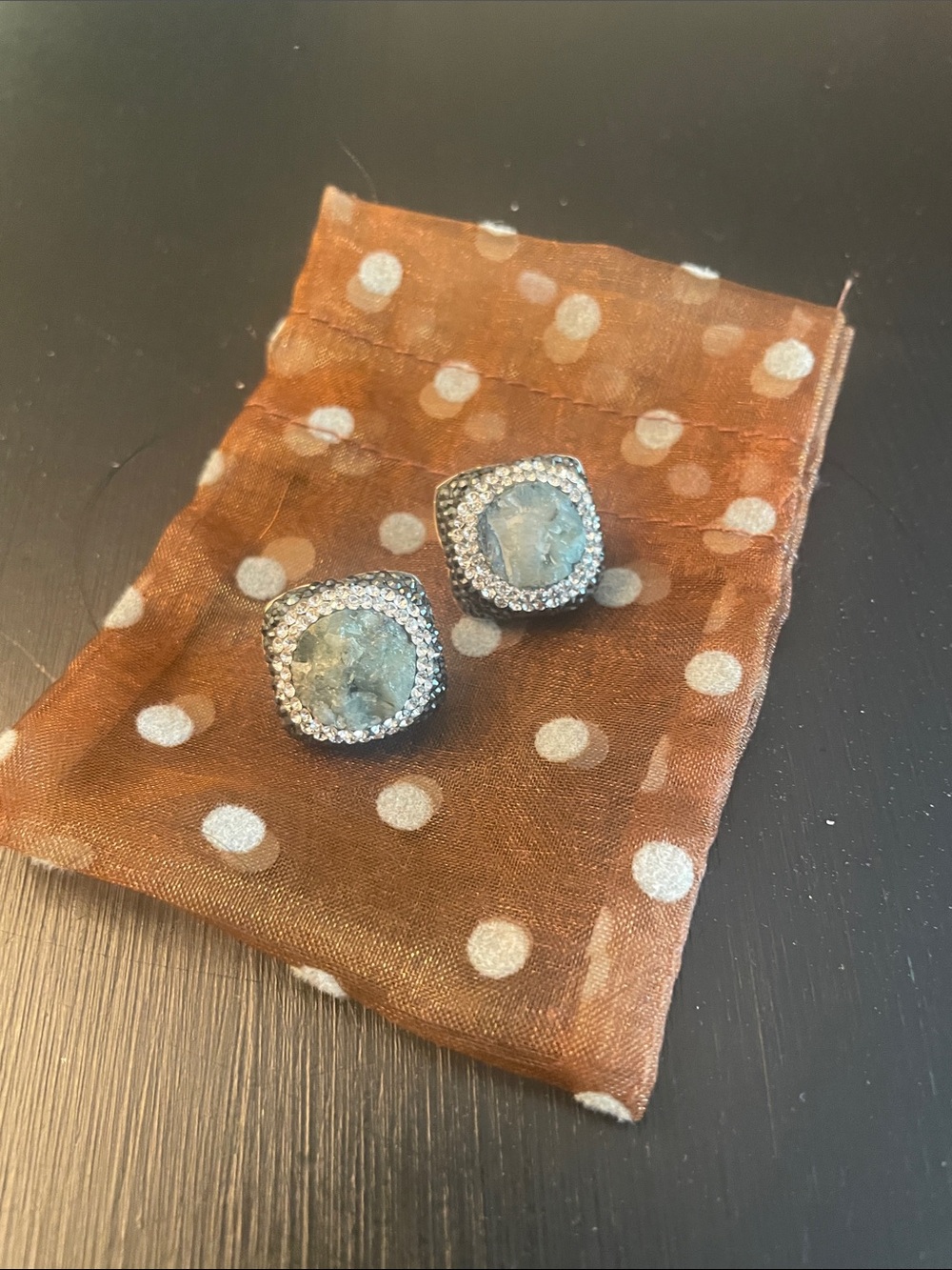 Crystal Halo Stud Earrings in Light Blue